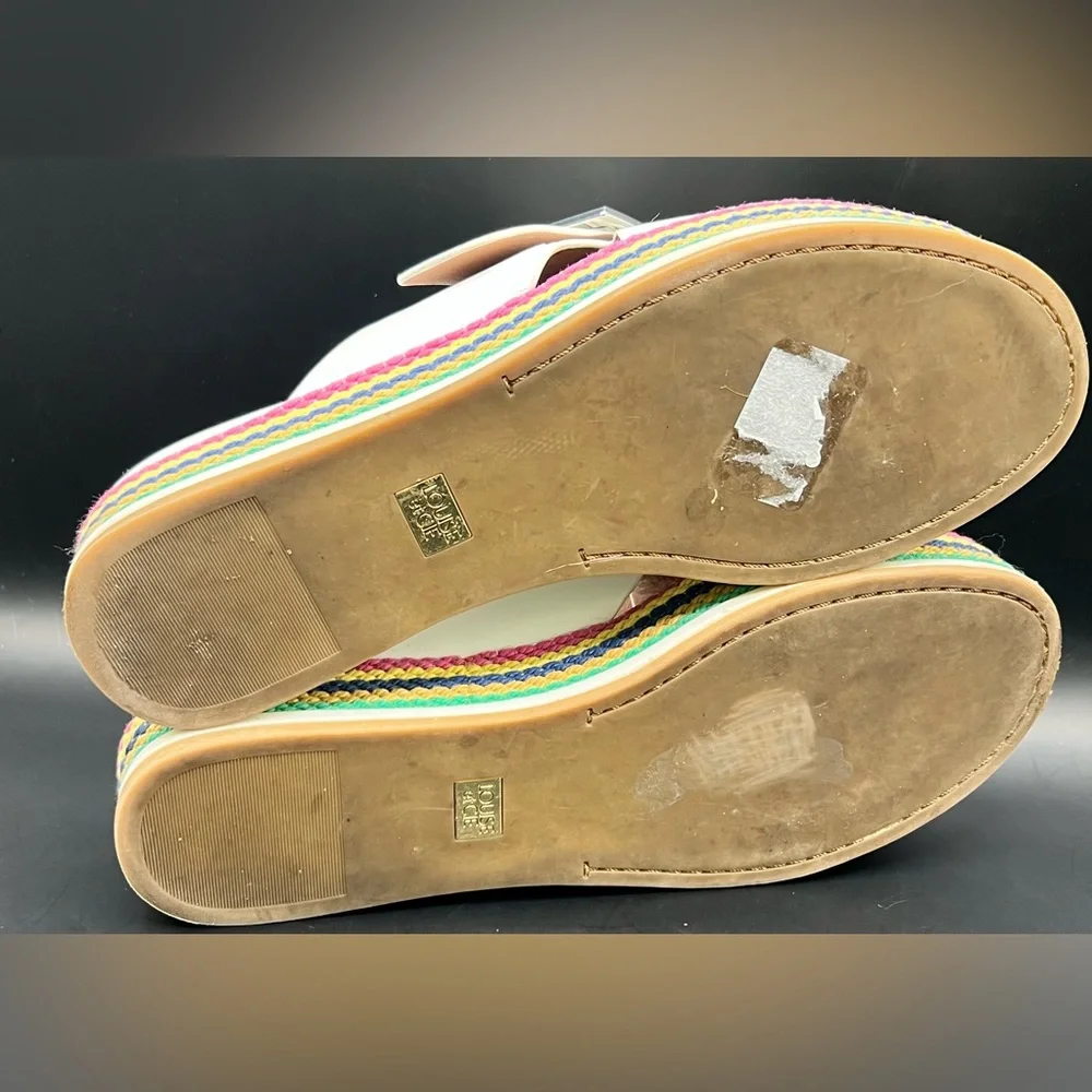 Louise et Cie White Platform Sandals with Multicolor‎ Sole, Size: 7.5